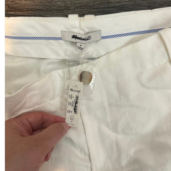 NWT Madewell Mid-Rise Straight Pants in Linen Blend In Lighthouse Size 8 - Picture 6 of 8